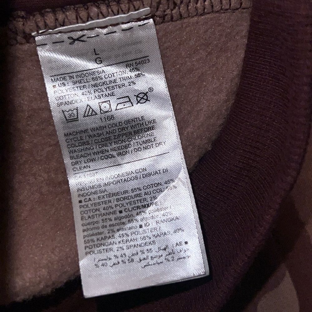 OLD NAVY Burgundy Camo 1/2 Zip Oversize French Terry Funnel Neck Sweatshirt-L - Picture 10 of 11